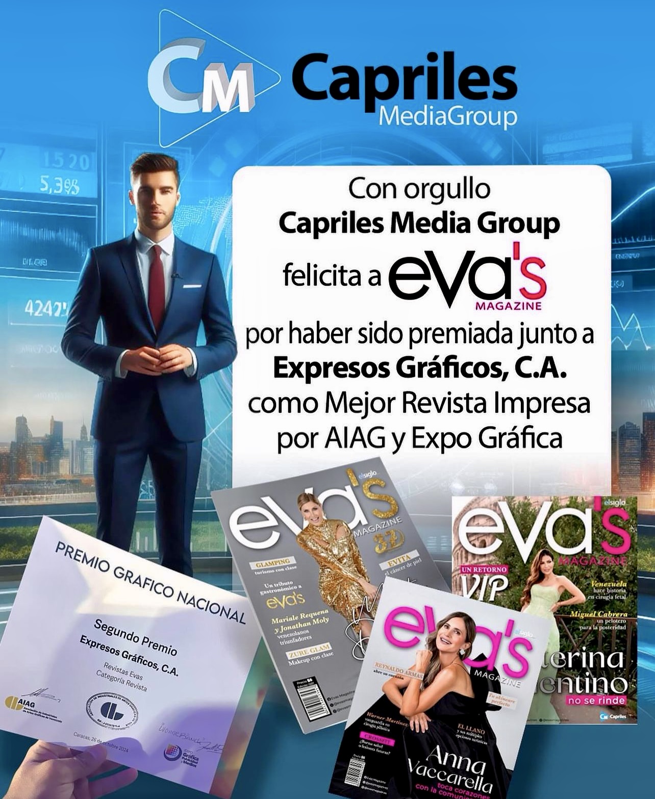 Eva’s Magazine galardonada con el Premio Gráfico Nacional 2024 por su edición 1337 junto a Maite Delgado